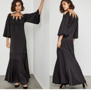 BCBGMaxAzria Elegant Black Cold-Shoulder Maxi Gown Dress NWT Size M